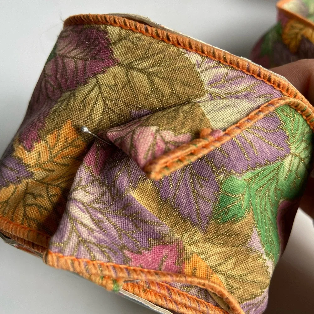 Autumn Leaves Cotton Double Wired Ribbon